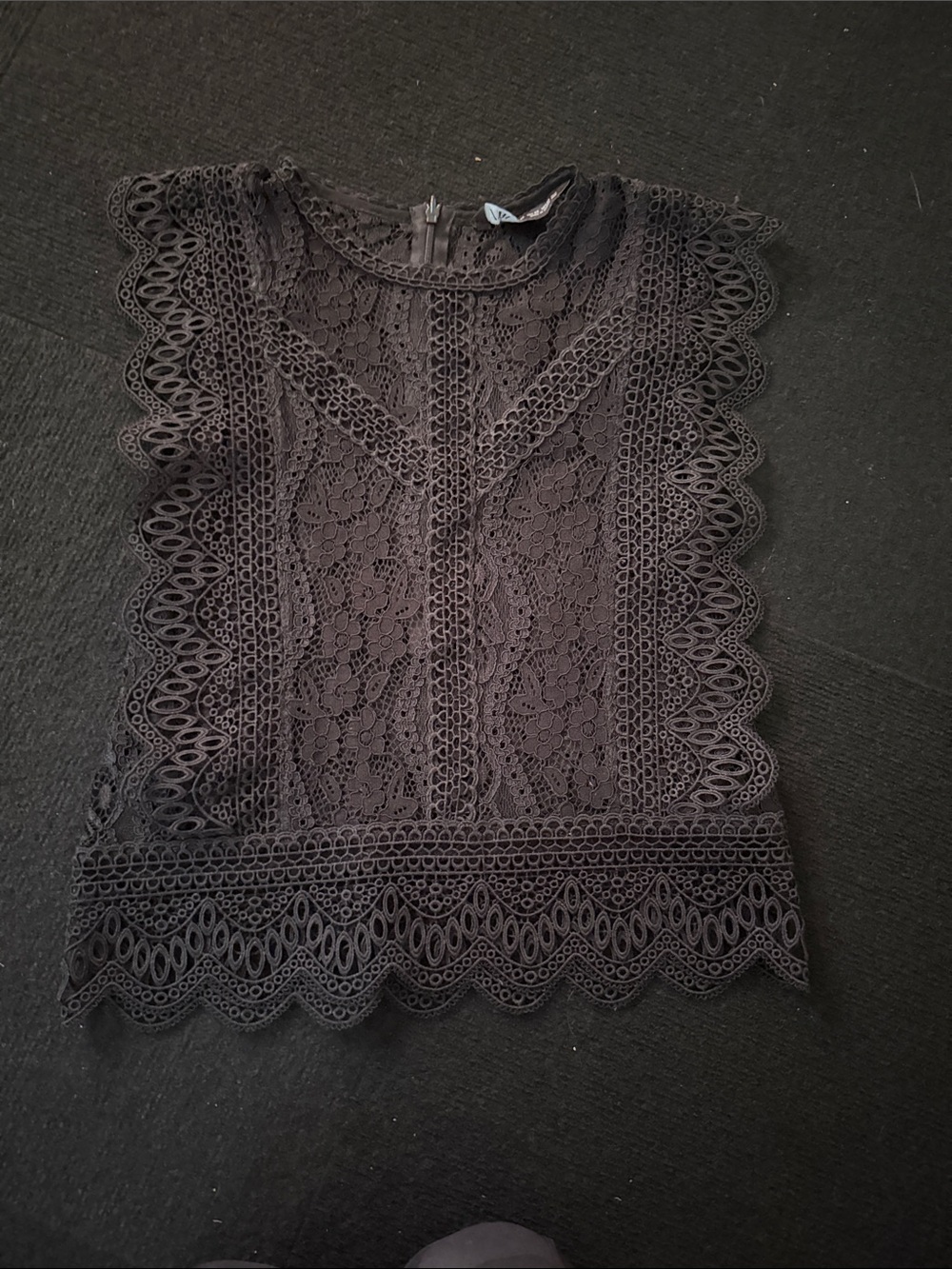 Zara Black Lace Crochet-Trim Sleeveless Camisole